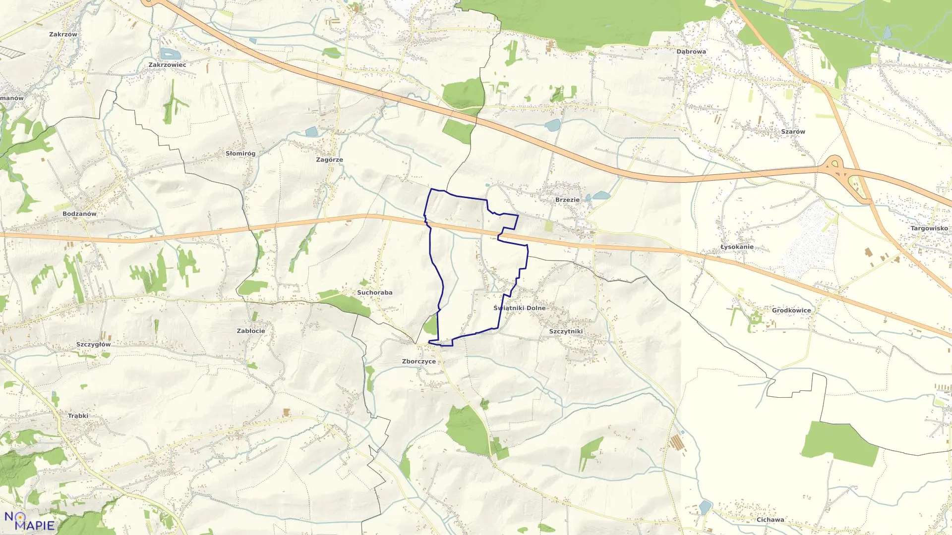 Mapa obrębu Czyżów w gminie Gdów